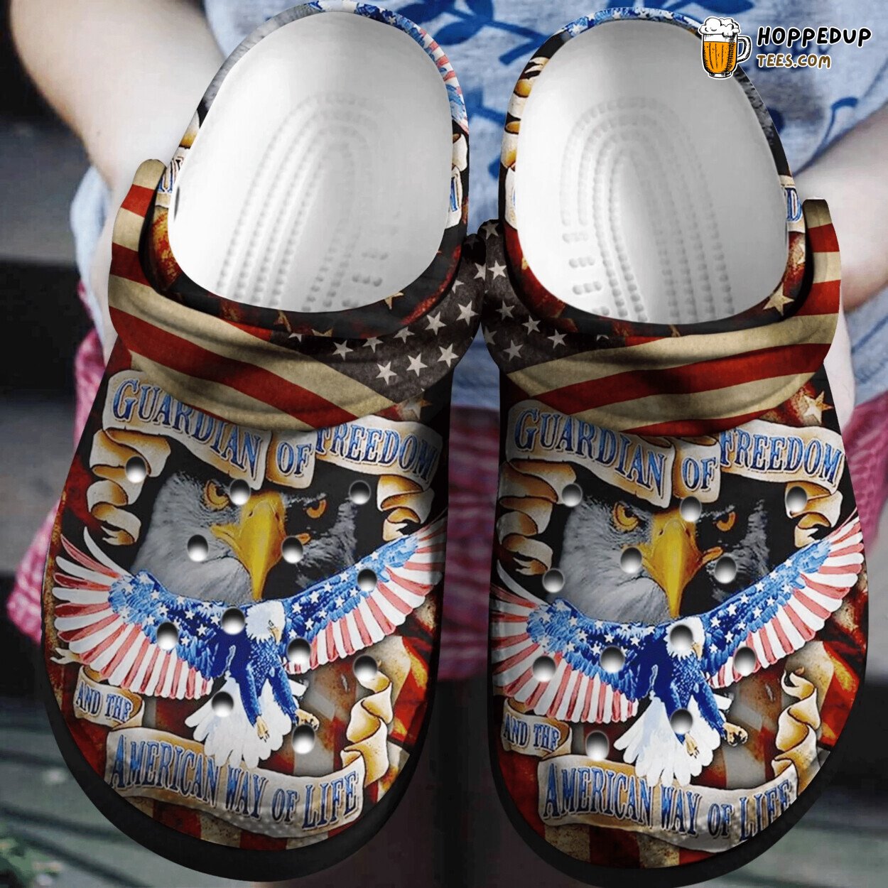 Eagle Guardian Freedom American Flag 4th July Patriotic Clogs Shoes
