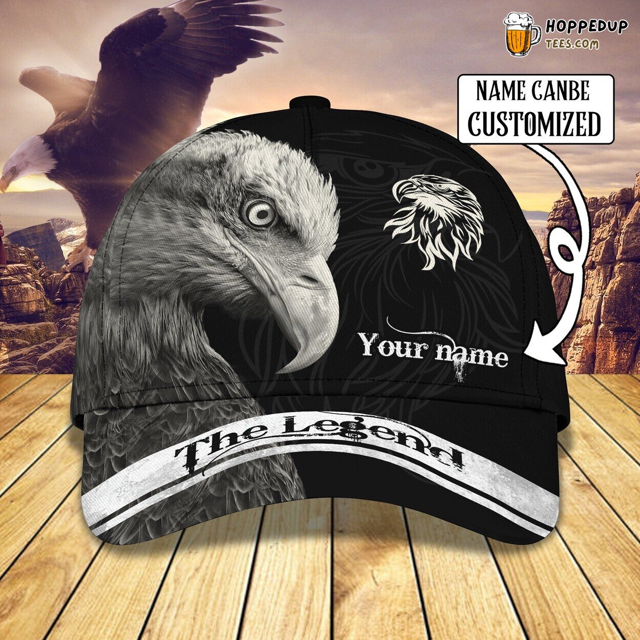 Eagle Legend Design Classic 3D Cap Personalized Name Unique Premium Look