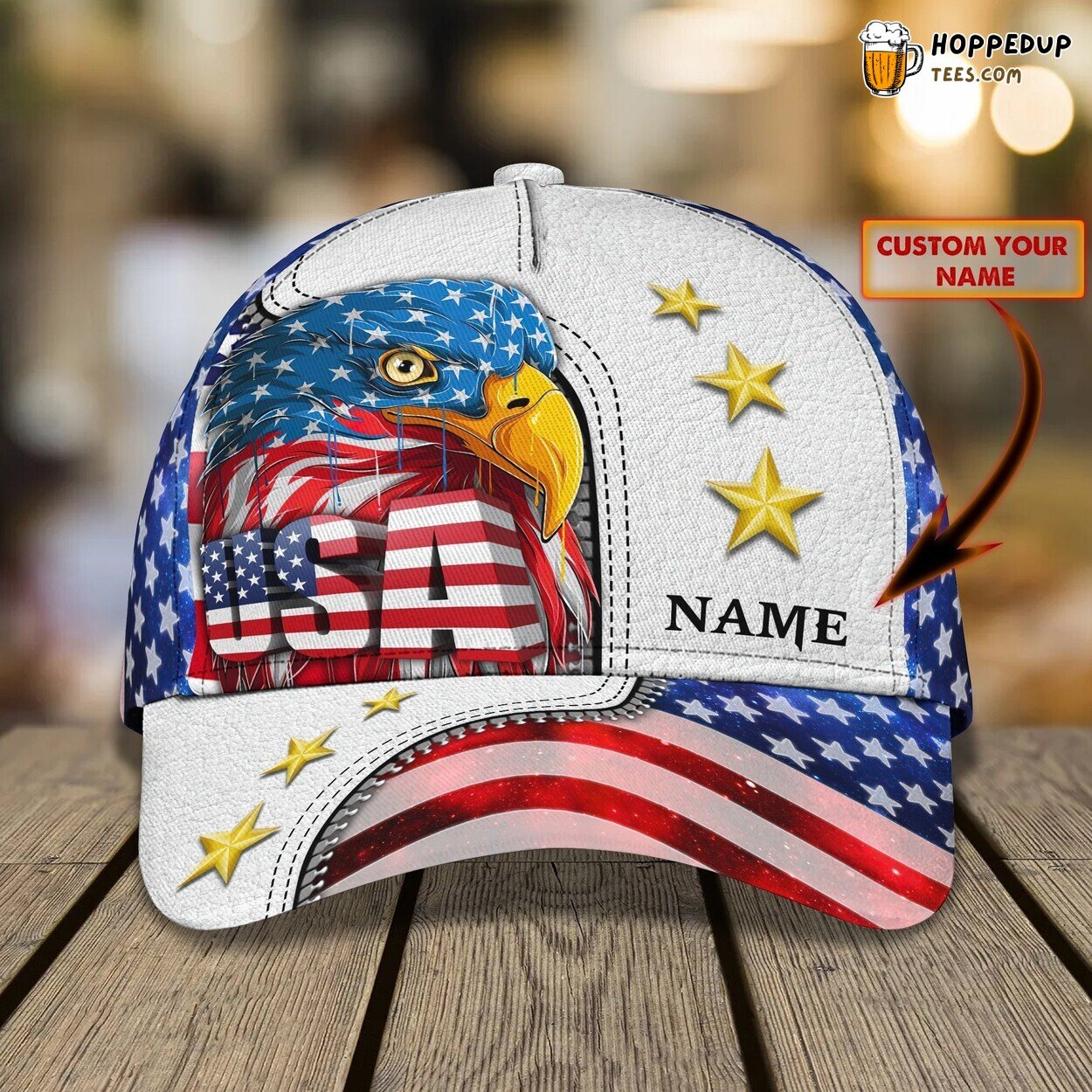 Eagle USA Theme 3D Classic Cap Personalized Name Premium Elegant Styling