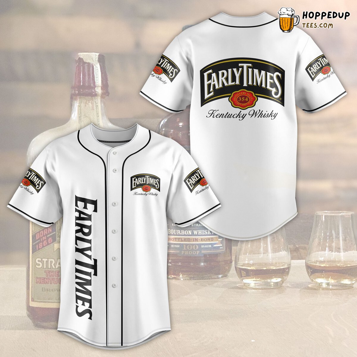 Early Times Kentucky Whisky Baseball Jersey White Jersey Shirt