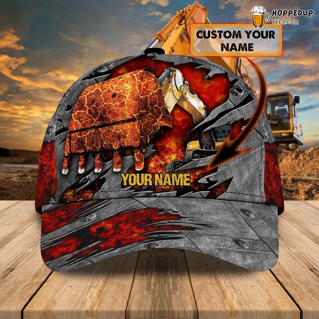 Earth Mover Series 3D Classic Cap Excavator Personalized Name Edition