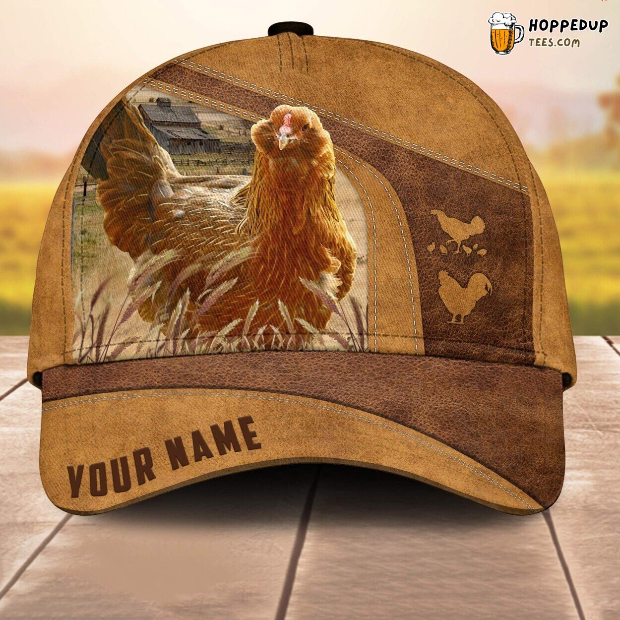 Easter Eggers Chicken 3D Cap Farm Lovers Custom Animal Leather Print
