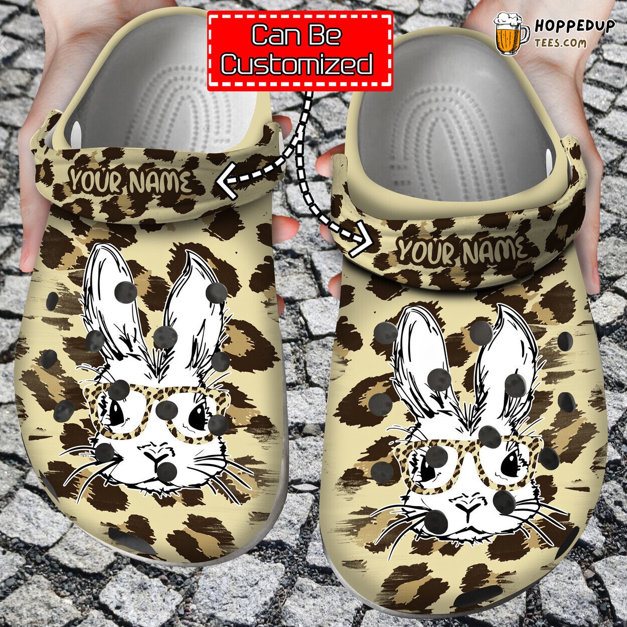 Easter Leopard Bunny Glasses Personalized Unique Clog Shoes Design