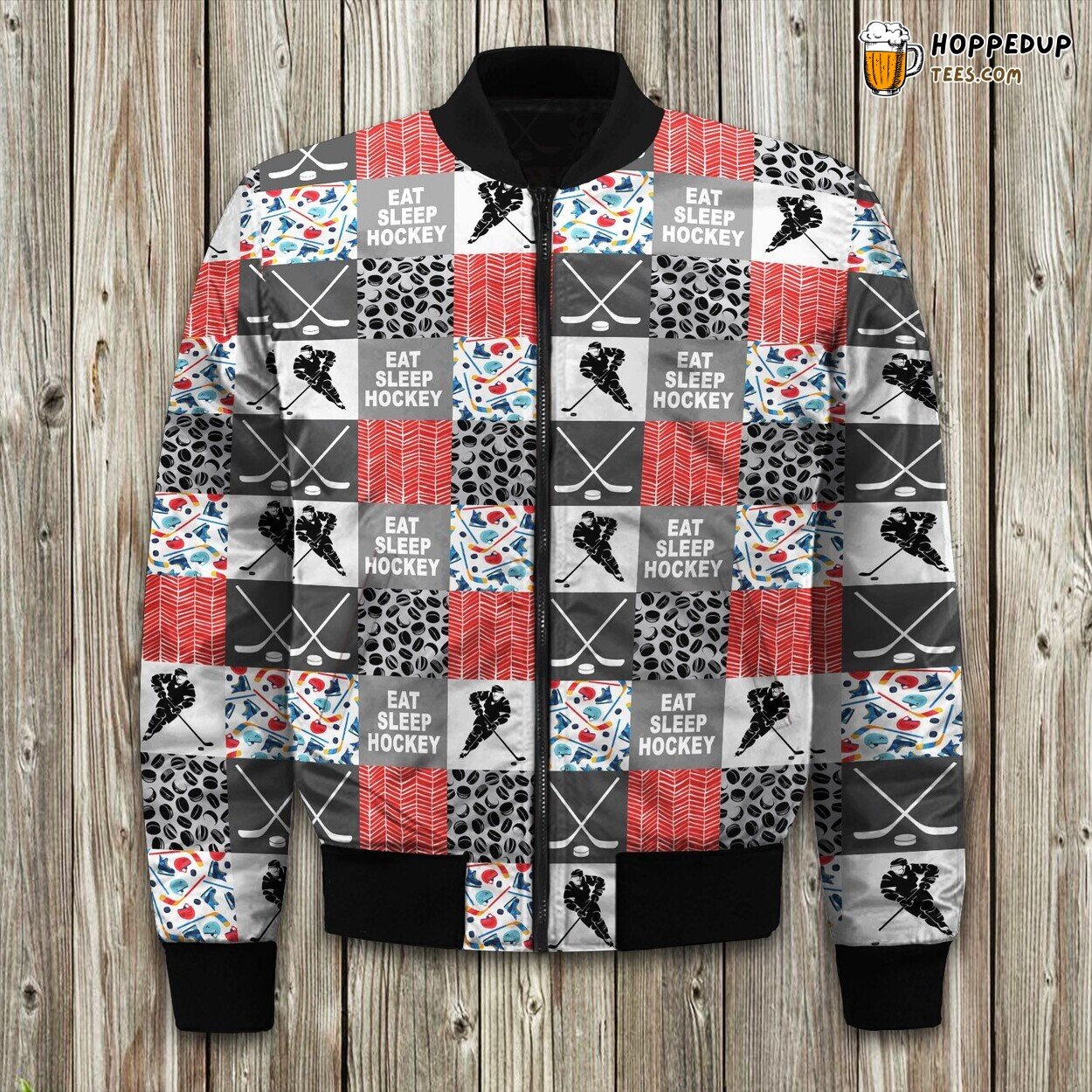 Eat Sleep Hockey Unique Winter Bomber Jacket Stylish Collection Design