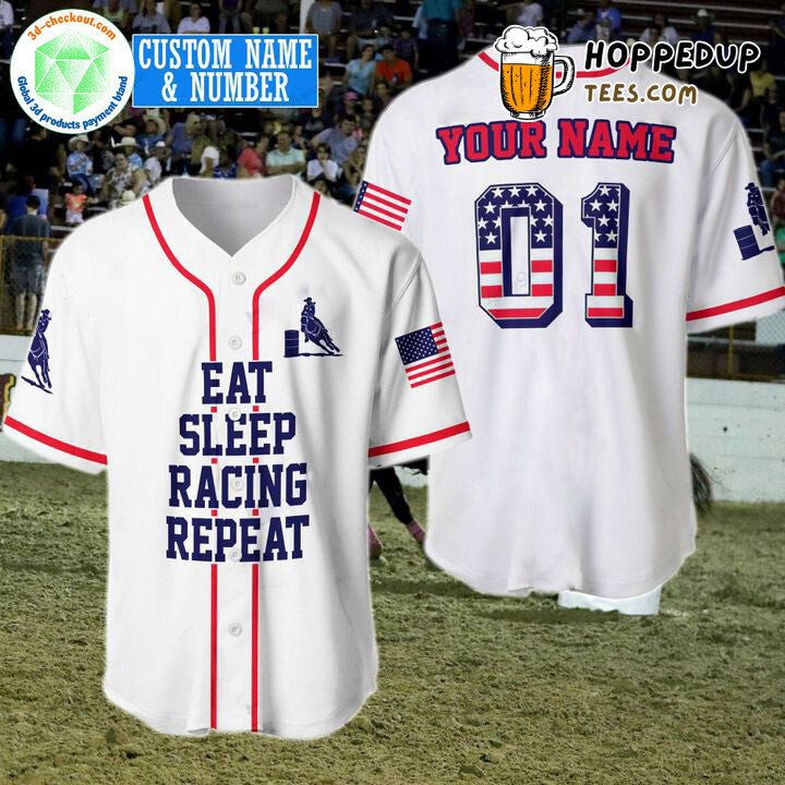 Eat Sleep Racing Unique Baseball Jersey Personalized Distinctive Design Style