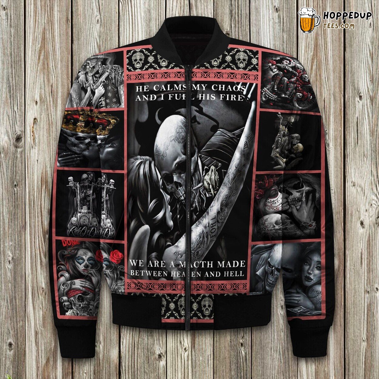 Edgy Skull Print Winter Bomber Jacket Gothic Fashion Statement Touch