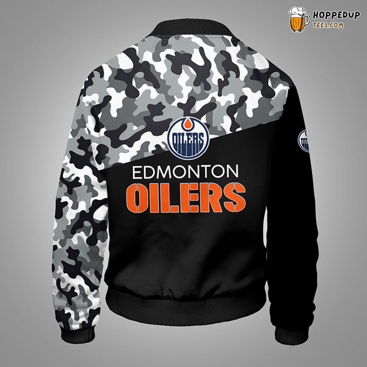 Edmonton Oilers NHL Camouflage Black Unique Bomber Jacket Stylish Themed Look