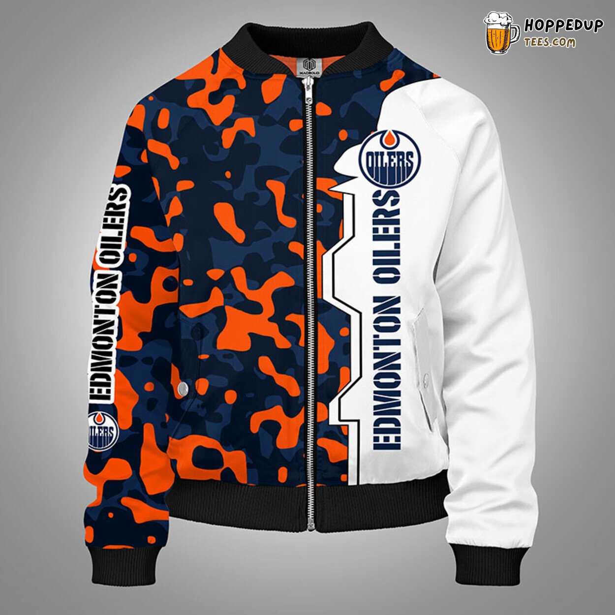 Edmonton Oilers NHL Camouflage Orange Unique Bomber Jacket Stylish Look