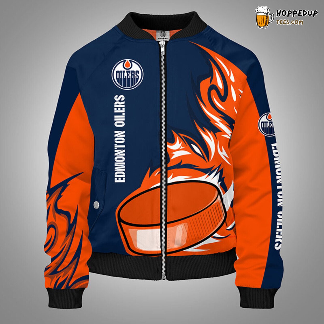 Edmonton Oilers NHL Orange Unisex Bomber Jacket Stylish Themed Look