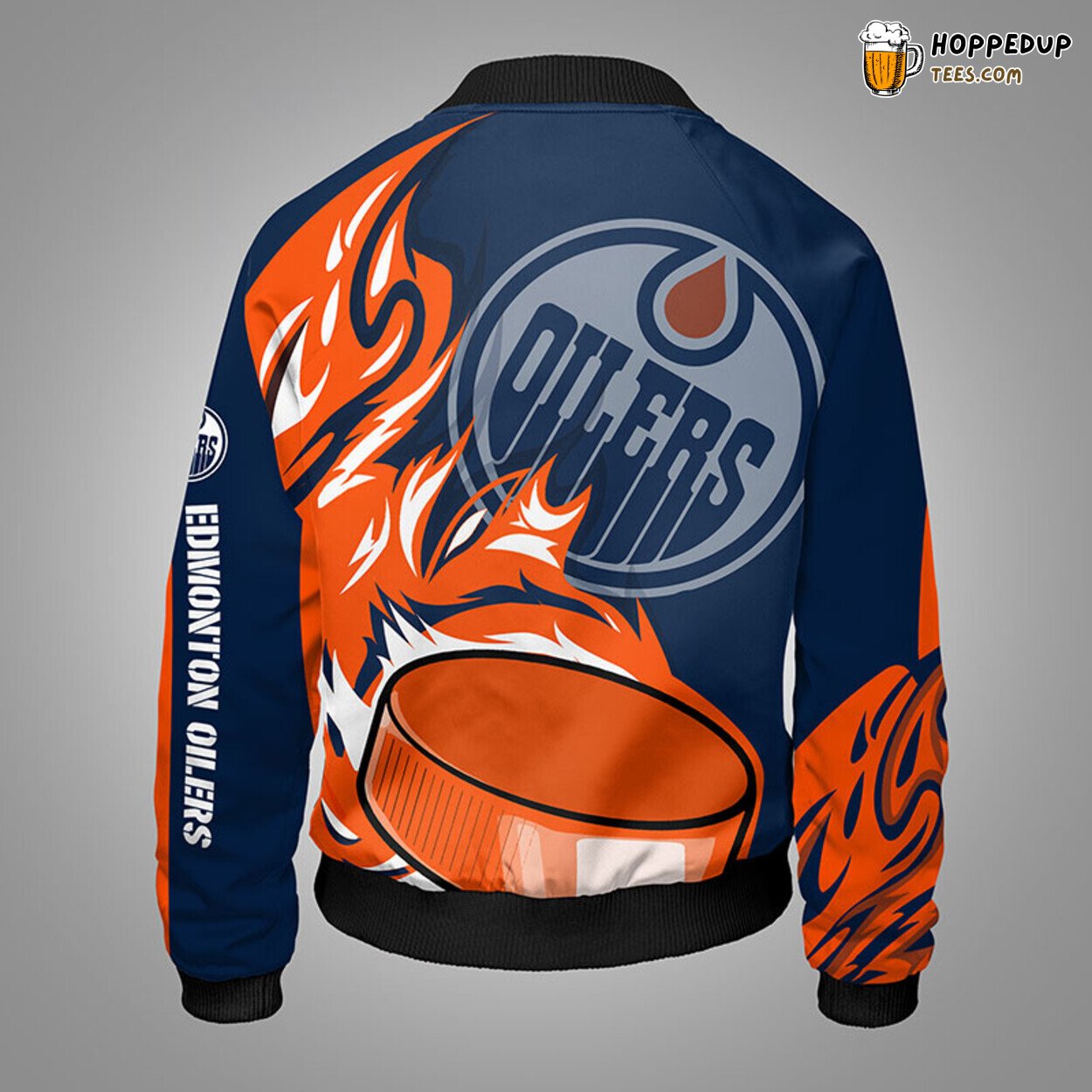 Edmonton Oilers NHL Orange Unisex Bomber Jacket Stylish Themed Look