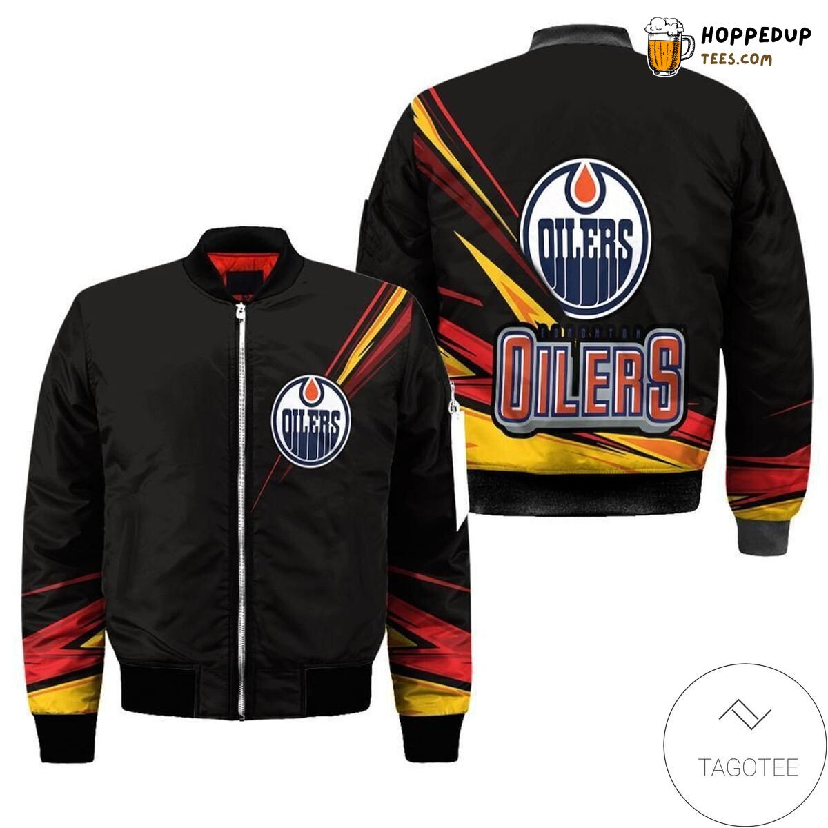 Edmonton Oilers NHL Sleek Black Support Bomber Jacket Style