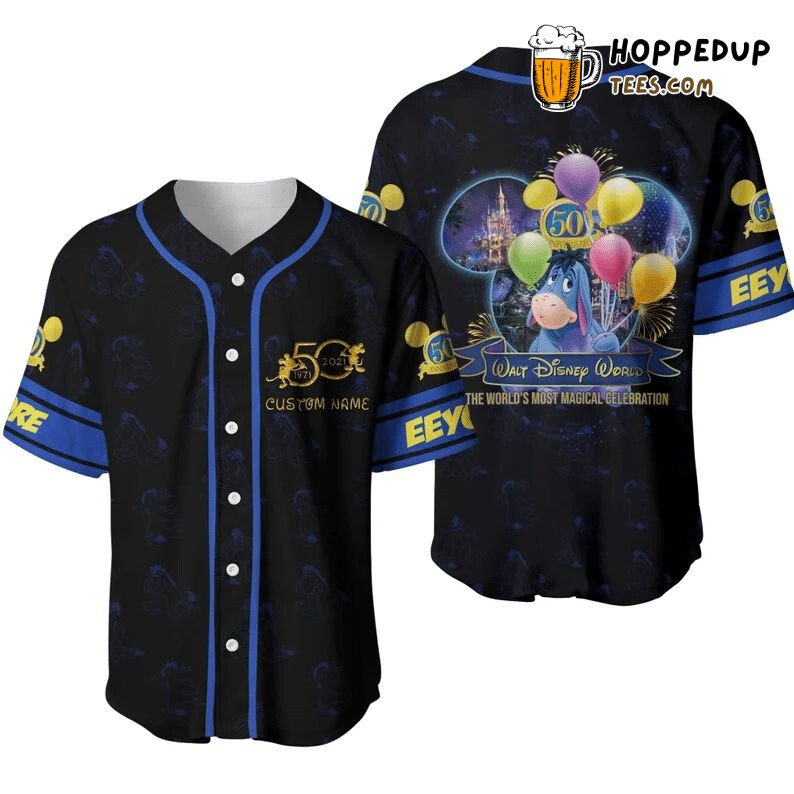 Eeyore 50th Anniversary World Disney 3D Blue Baseball Jersey