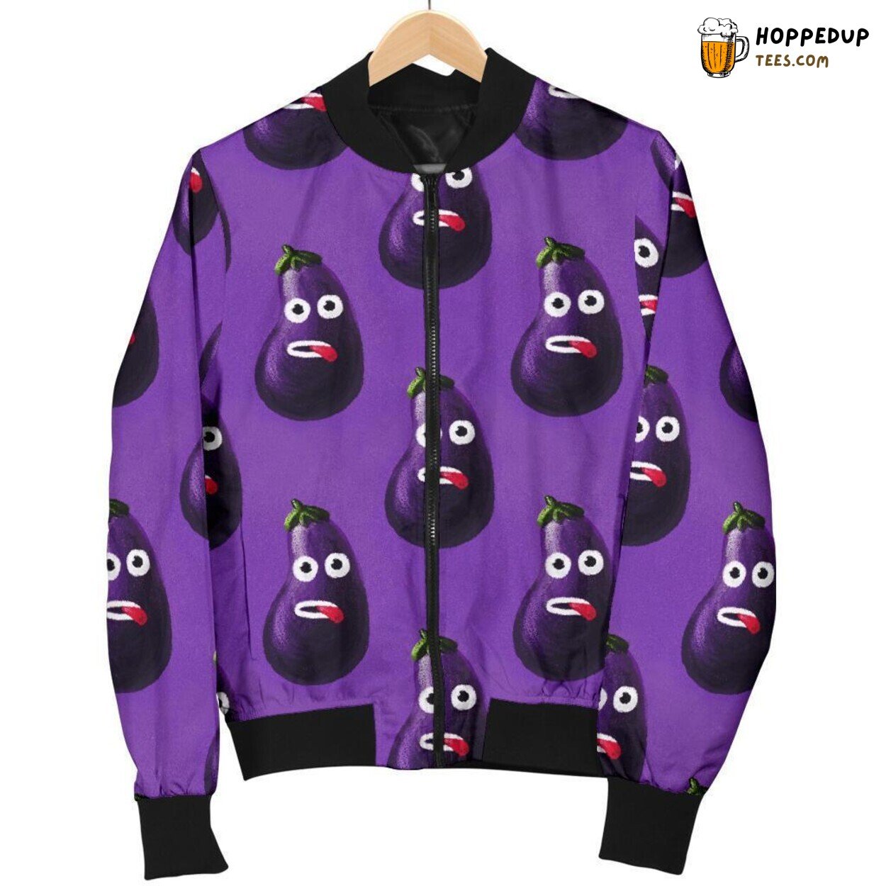 Eggplant Comedy Tribute Men’s Bomber Jacket Unique Essence Pattern Display
