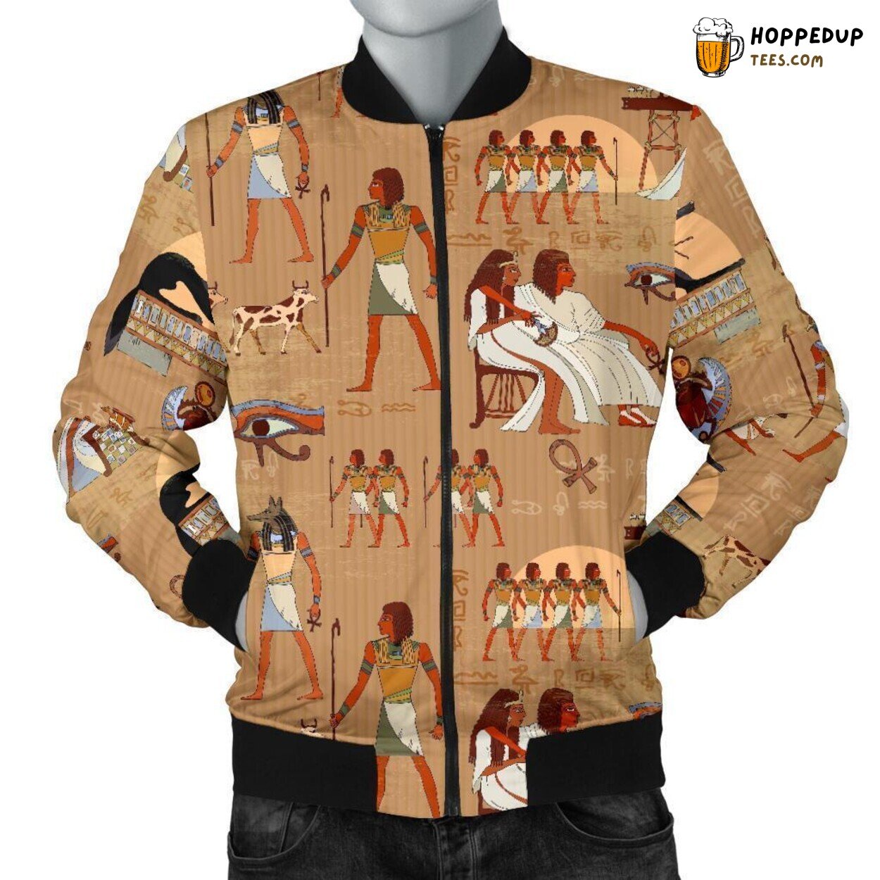 Egyptian Historic Tribute Men’s Bomber Jacket Unique Essence Pattern Design