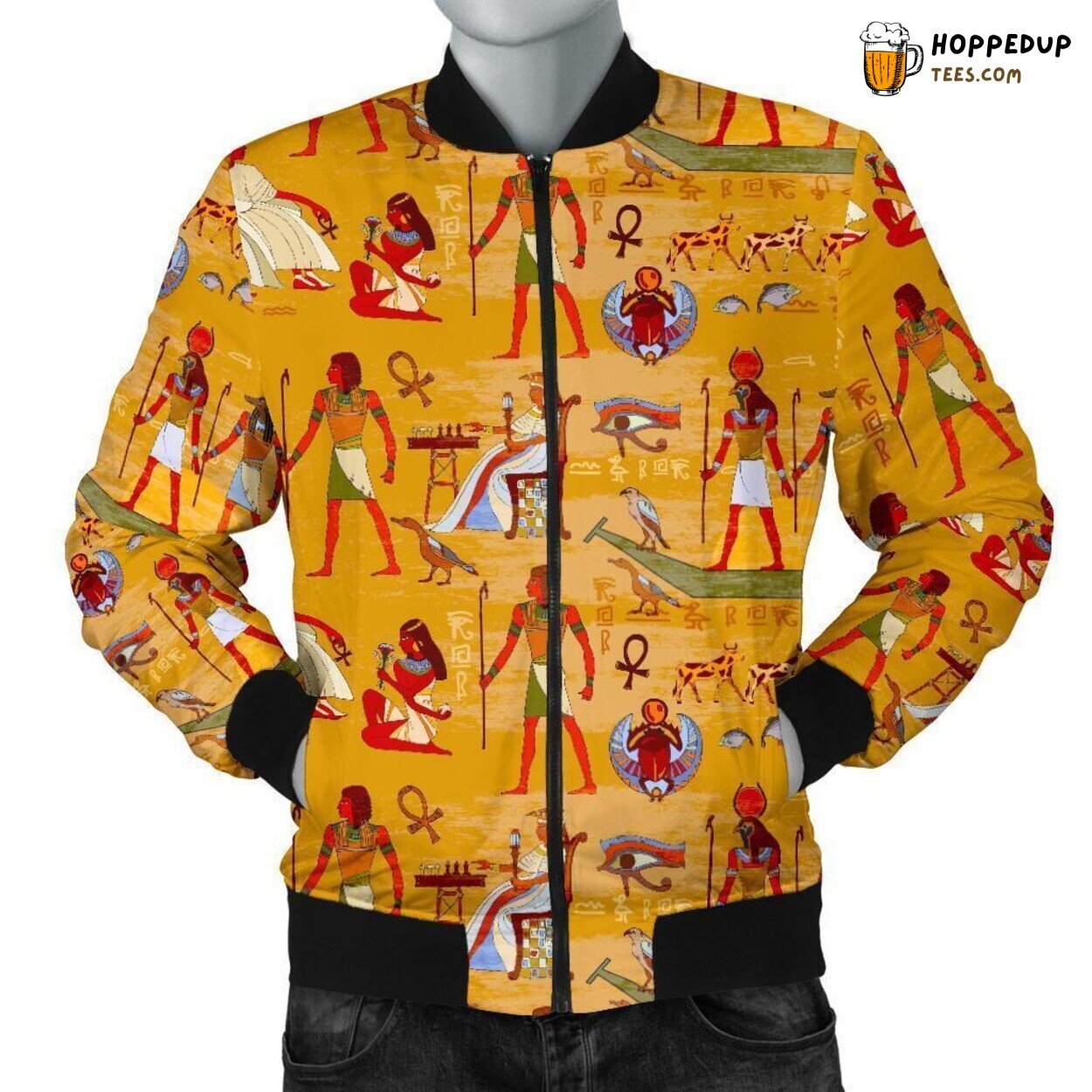 Egyptian Pharaohs Legacy Men’s Bomber Jacket Unique Pattern Design Tribute