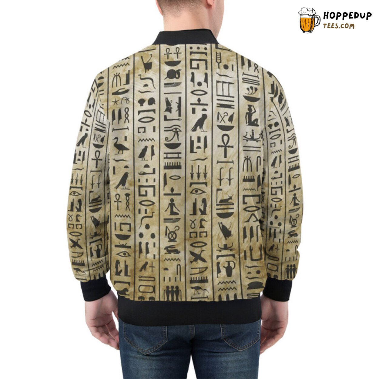 Egypt’s Majestic Winged Beetle & Skull Art Bomber Jacket for Trendsetters
