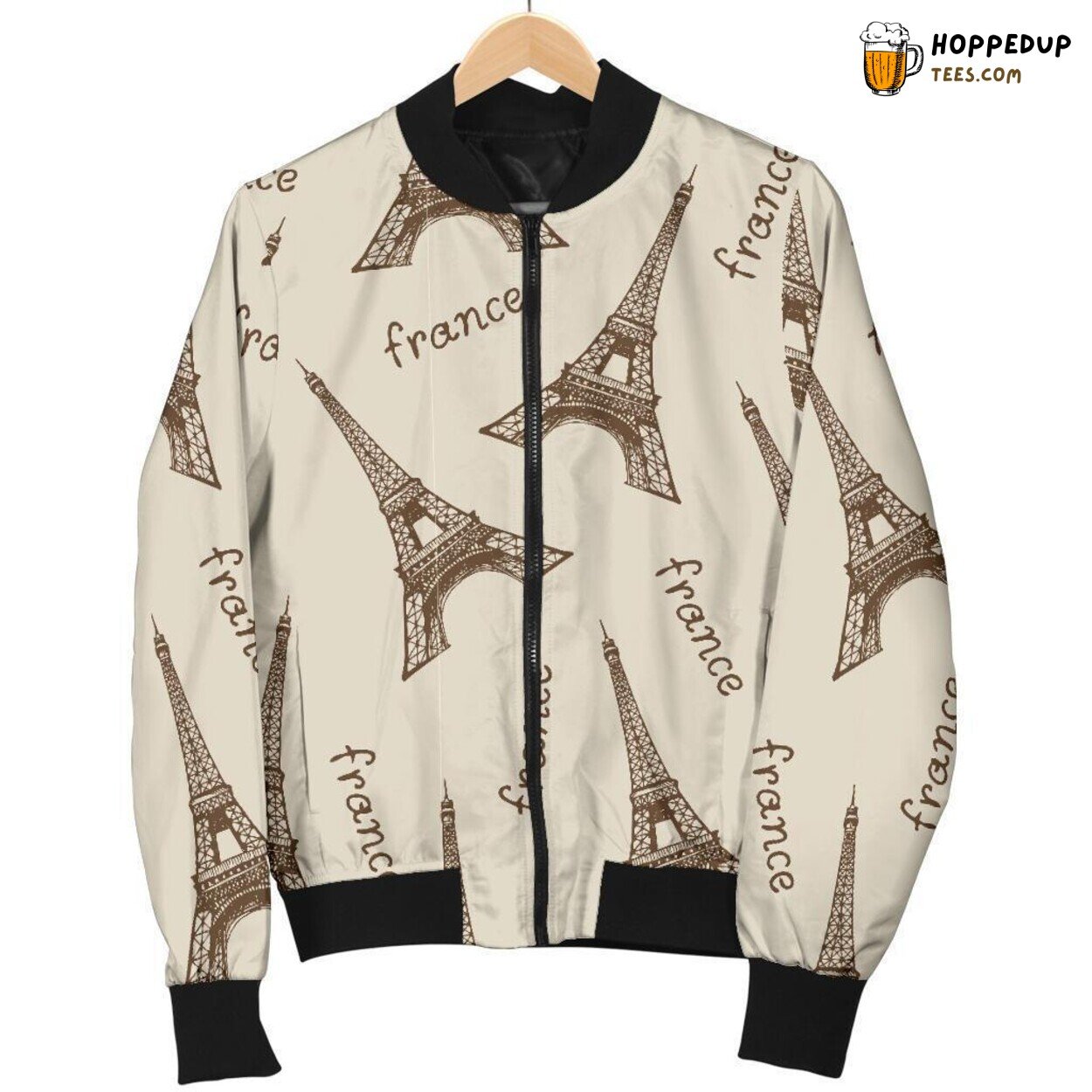 Eiffel Tower’s Parisian Tribute Men’s Bomber Jacket Unique Design Pattern