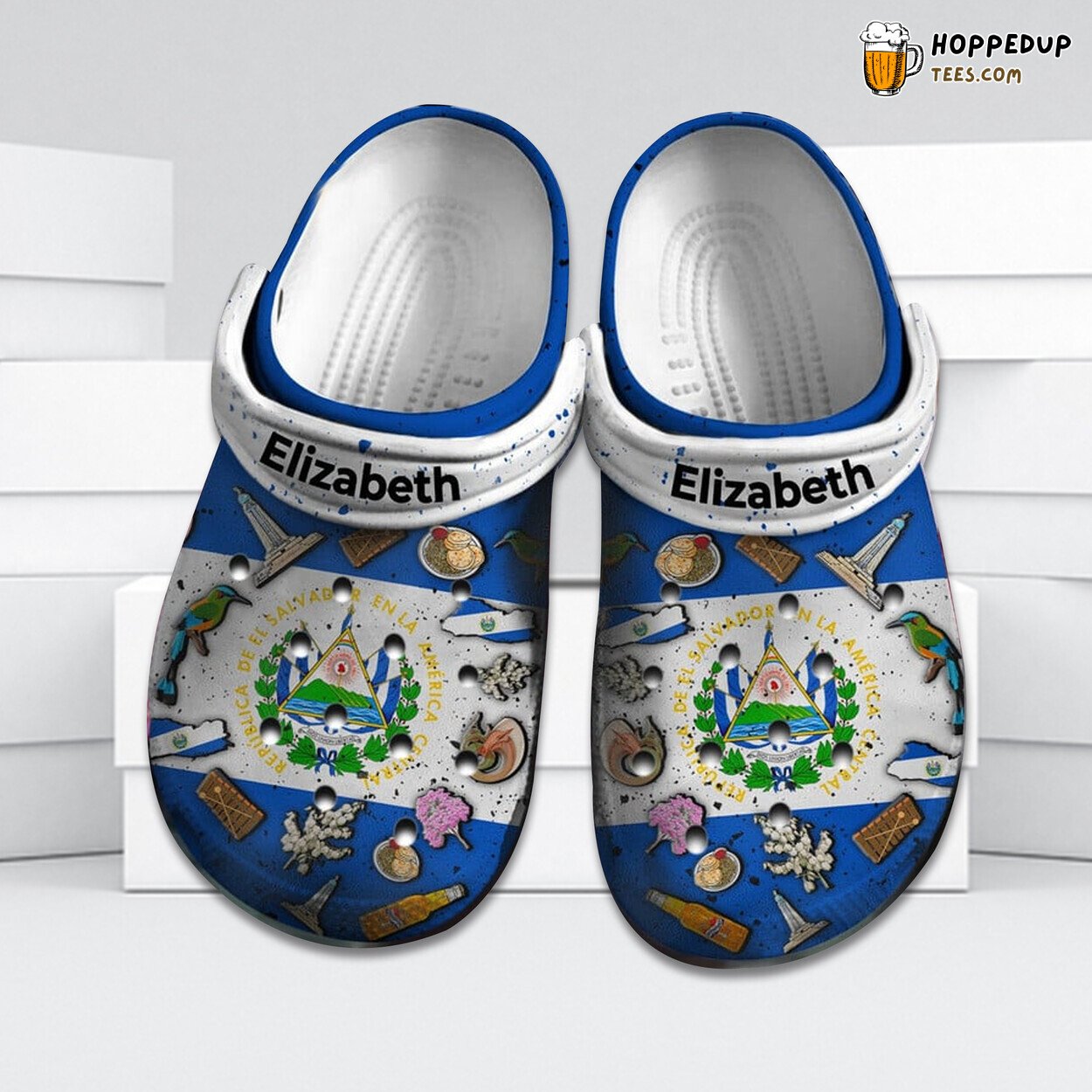 El Salvador Flag Symbols Themed Rubber Clog Shoes Comfy National Pride Wear
