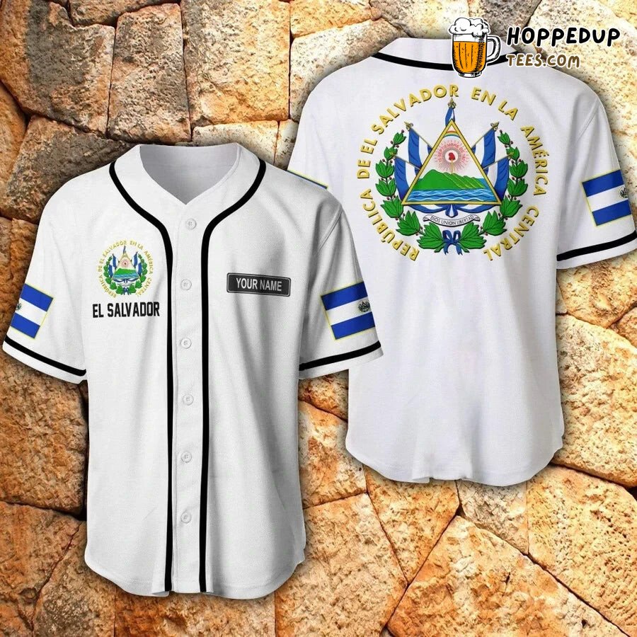 El Salvador Pride White Baseball Jersey Personalized Distinctive Design