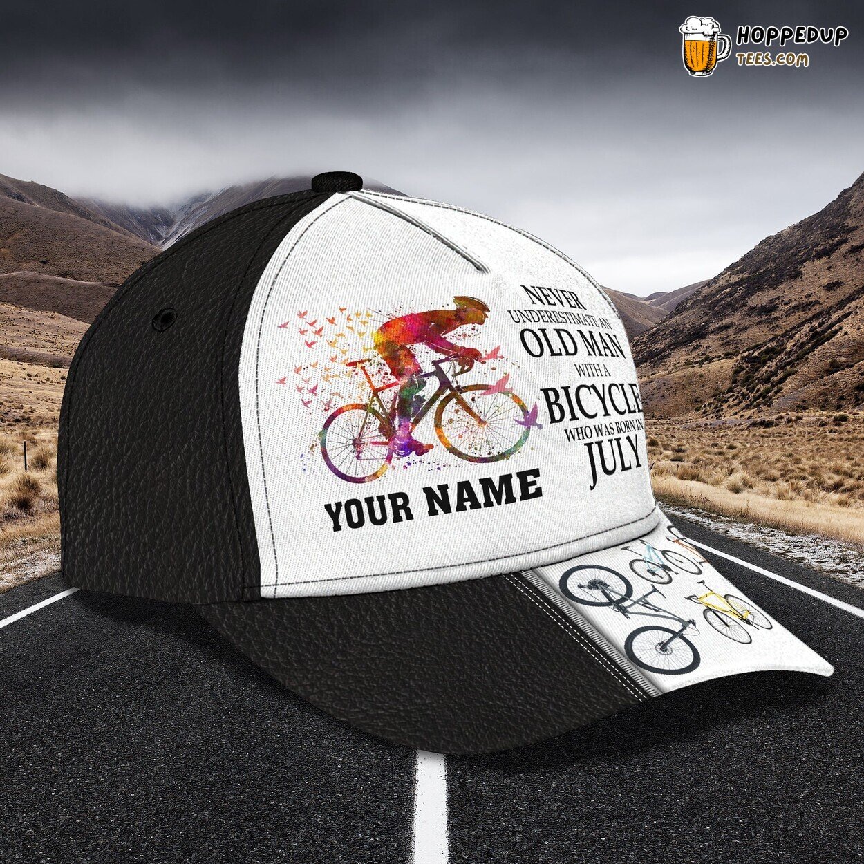 Elderly Cyclist Personalized Classic Cap 3D Unique Custom Name Adventure