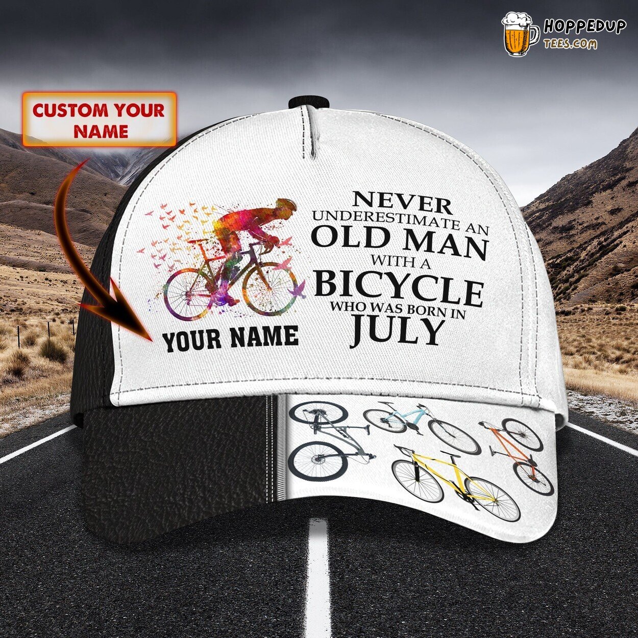 Elderly Cyclist Personalized Classic Cap 3D Unique Custom Name Adventure