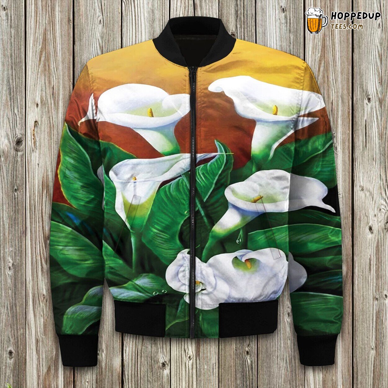 Elegance of Calla Lily Winter Bomber Jacket Tailored Unique Precision Design