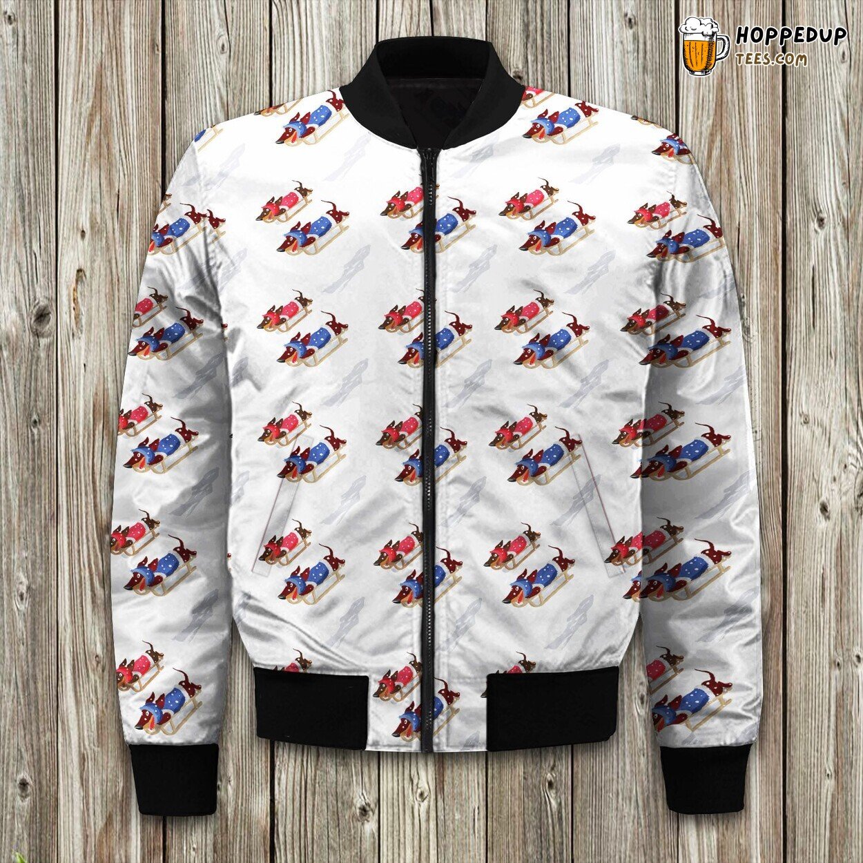 Elegance Series Dachshund Christmas Bomber Jacket Winter Warm Comfort Luxurious