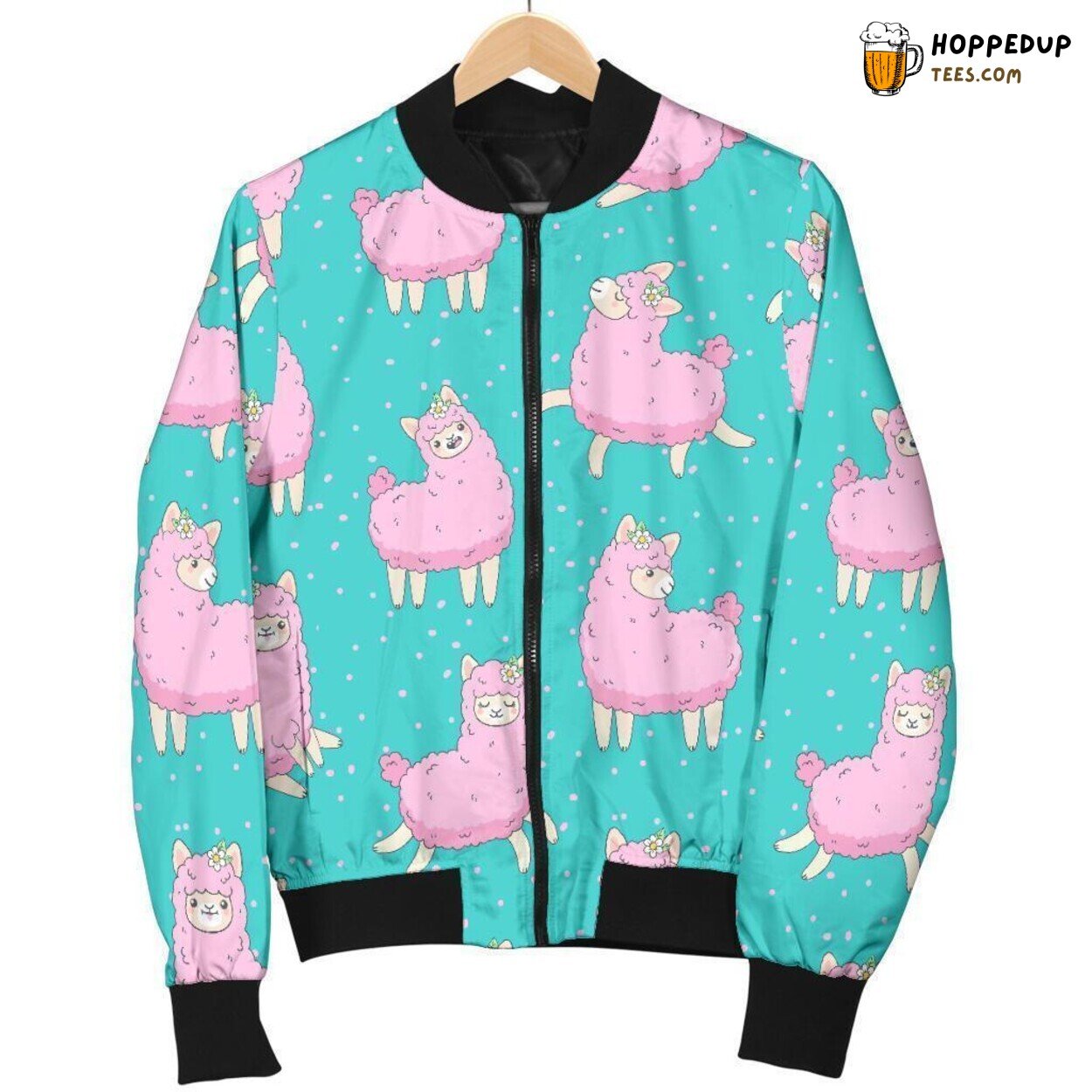 Elegant Alpaca Pattern Print Men’s Bomber Jacket Stylish Design