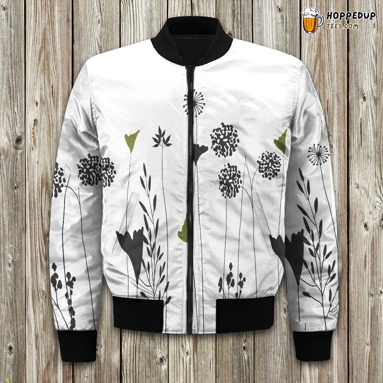 Elegant Asian Lily Winter Bomber Jacket Tailored Precision Unique Elegance