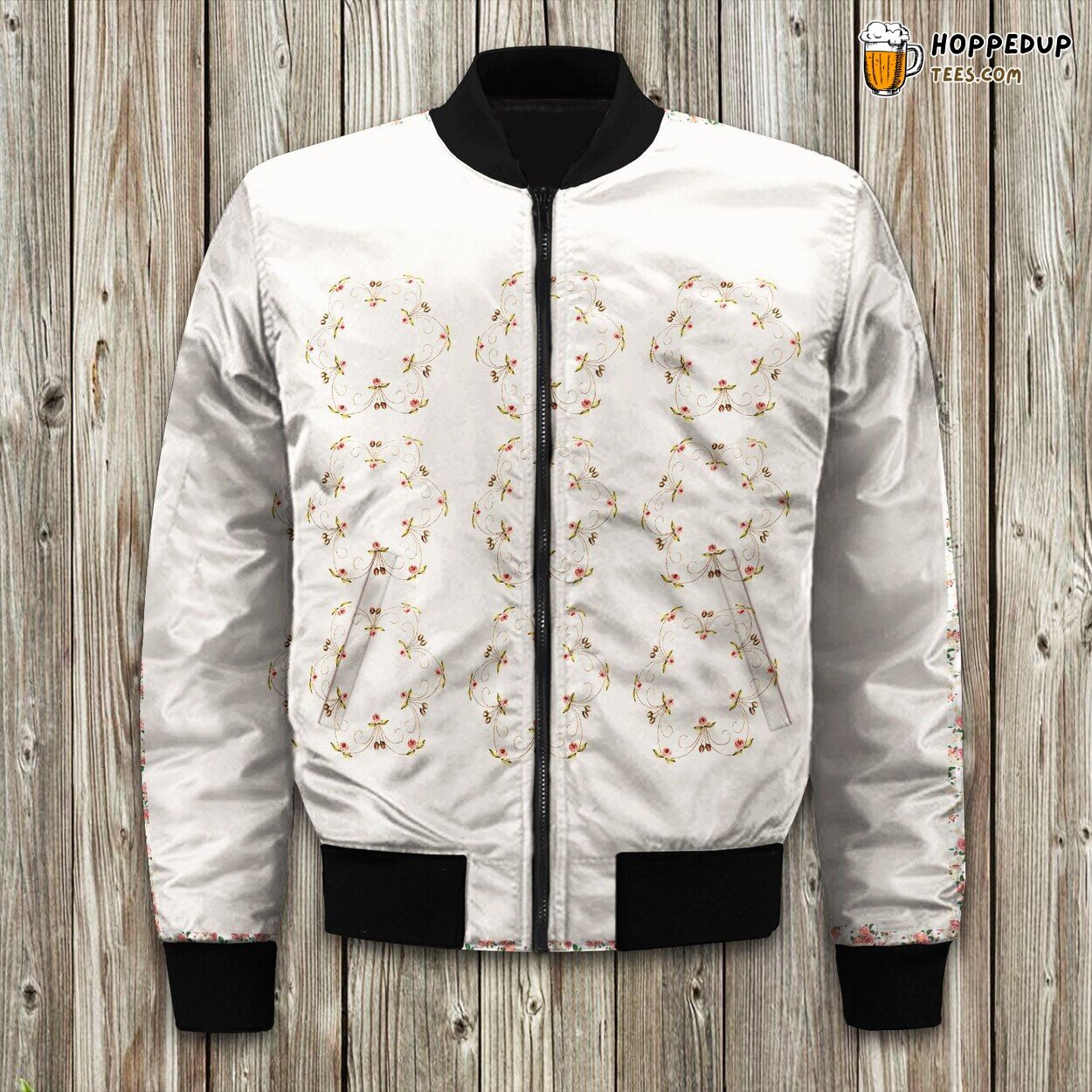 Elegant Bomber Winter Jacket Featuring Modern Heirloom Felisa Print