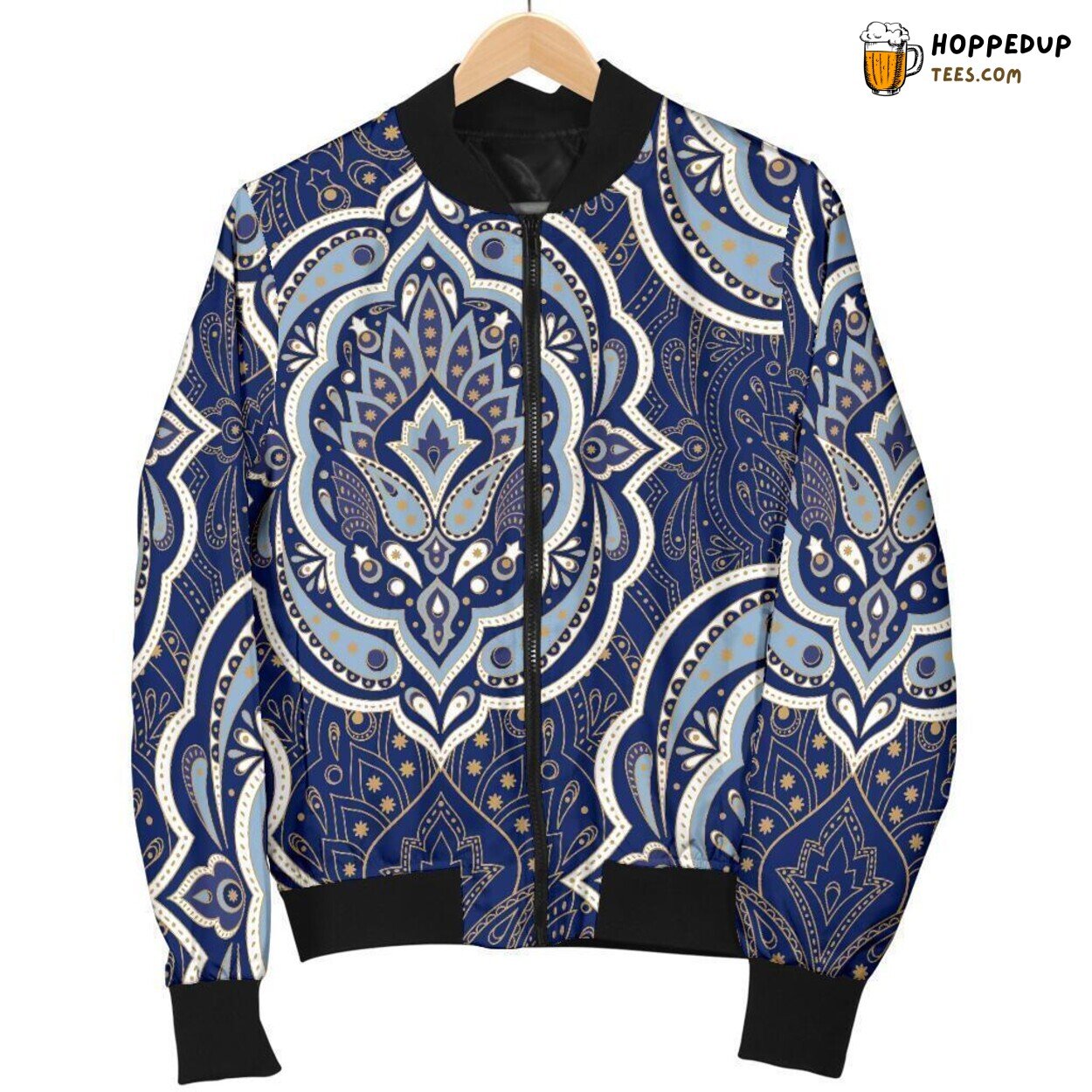 Elegant Damask Artwork Men’s Bomber Jacket Unique Essence Pattern Display