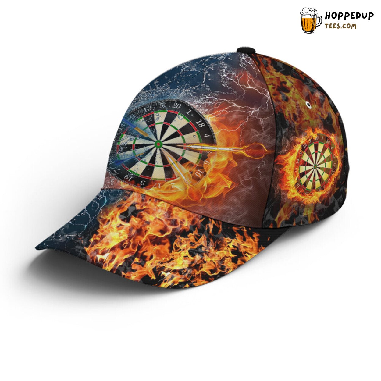 Elements Clash Fire Water Darts Unique Design Statement Baseball Cap
