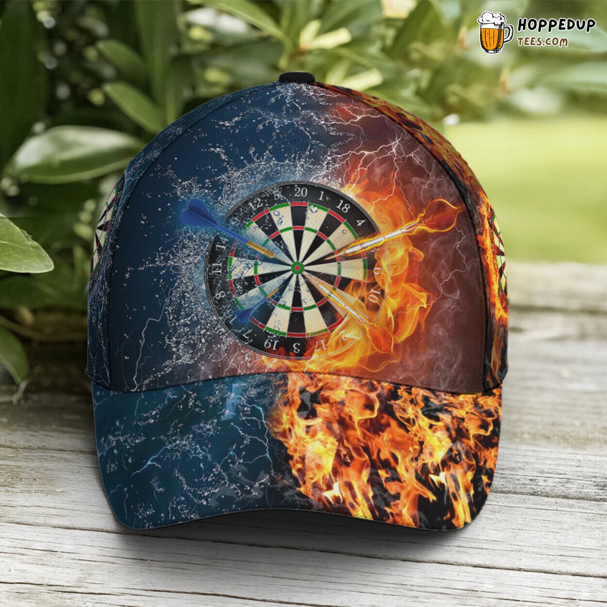 Elements Clash Fire Water Darts Unique Design Statement Baseball Cap
