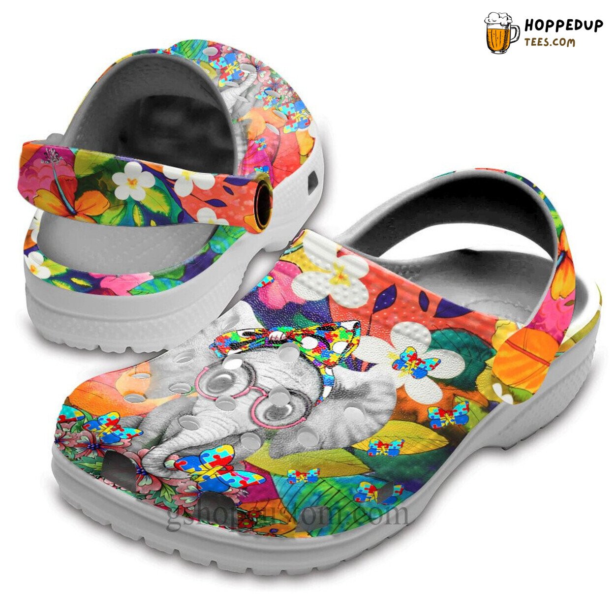 Elephant Autism Butterfly Flower Rainbow Autism Awareness Kind Clogs
