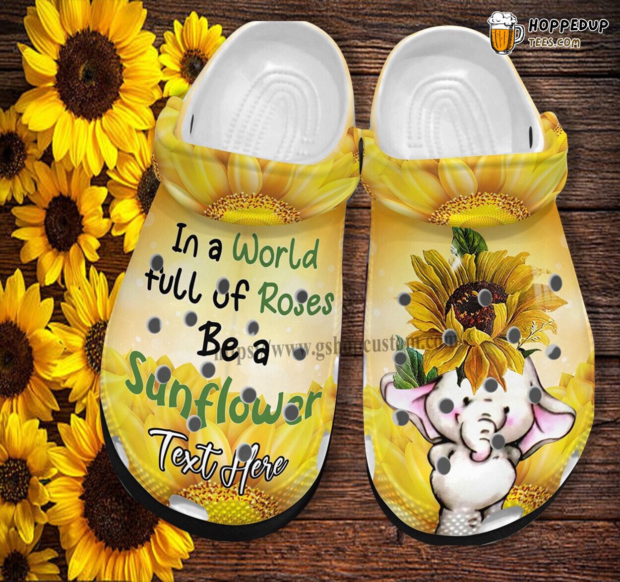 Elephant Baby Sunflower Cute Croc Shoes Customize World Be Sunflower Gift