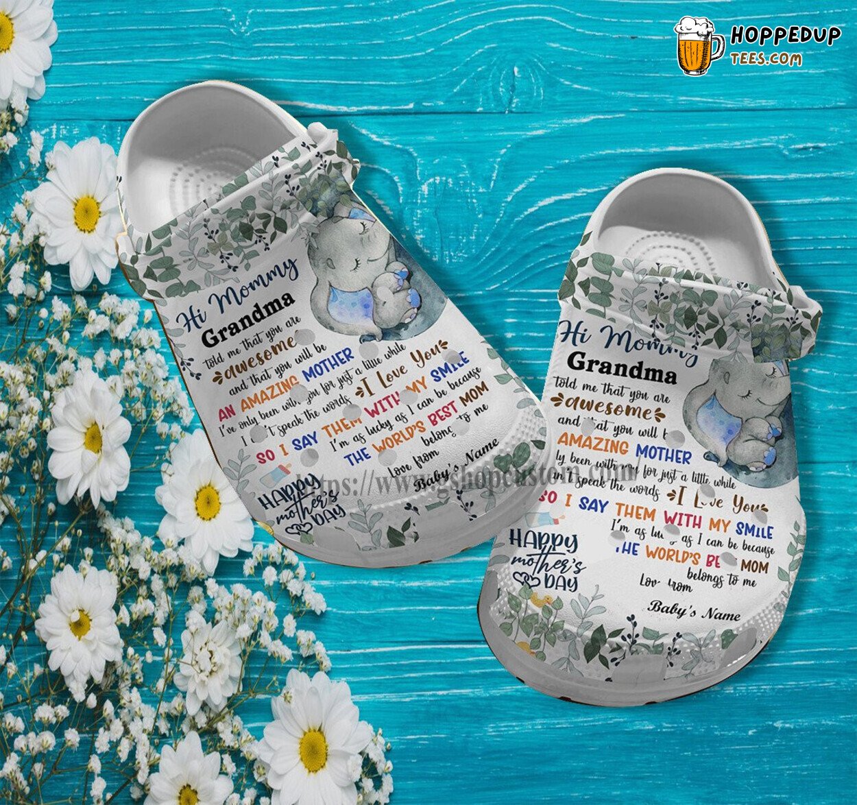 Elephant Grandma Letter Cuter Design Croc Shoes Mother’s Day Special Gift