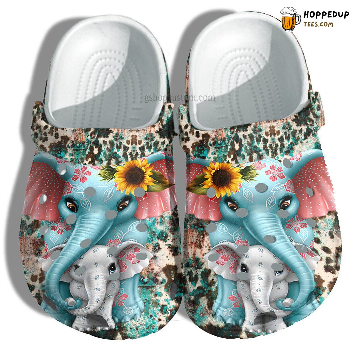 Elephant Mom Boho Leopard Skin Shoes Baby Elephant Theme Croc Clogs