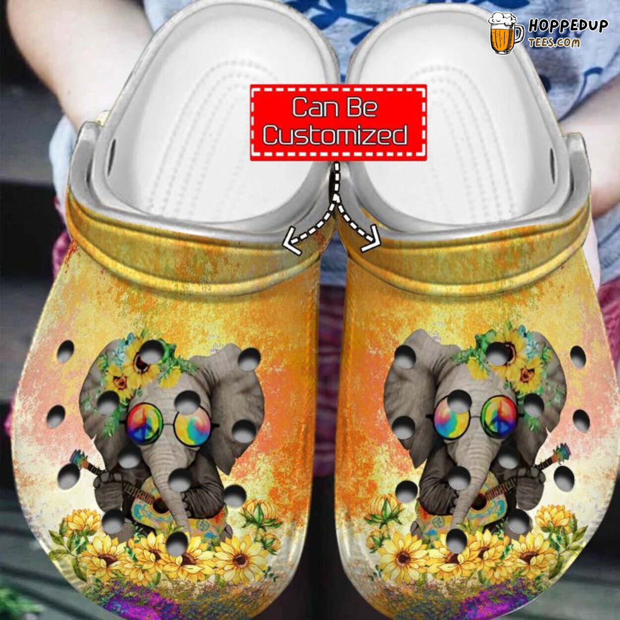 Elephant Sunflower Theme Durable Comfortable Clog Shoes