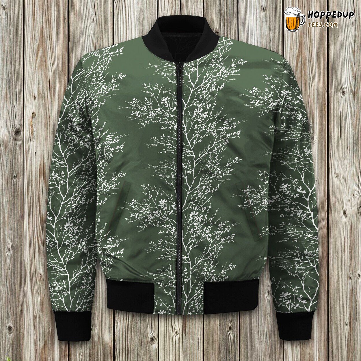 Elite Collection Ave Foliage Green Bomber Winter Jacket Comfortable Design