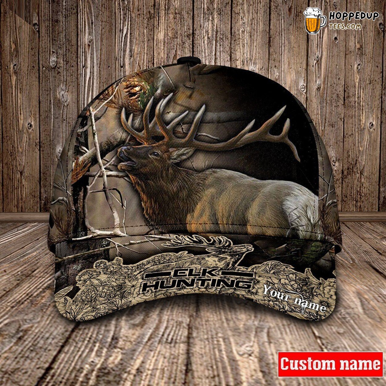 Elk Hunting Personalized Cap Grandpa Dad Husband Son Gift Design