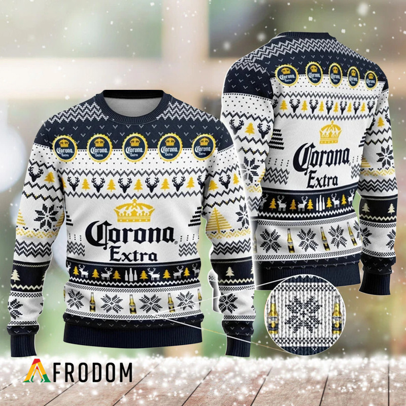 Elk Snowflake Pattern Corona Extra Christmas Ugly Sweater HU