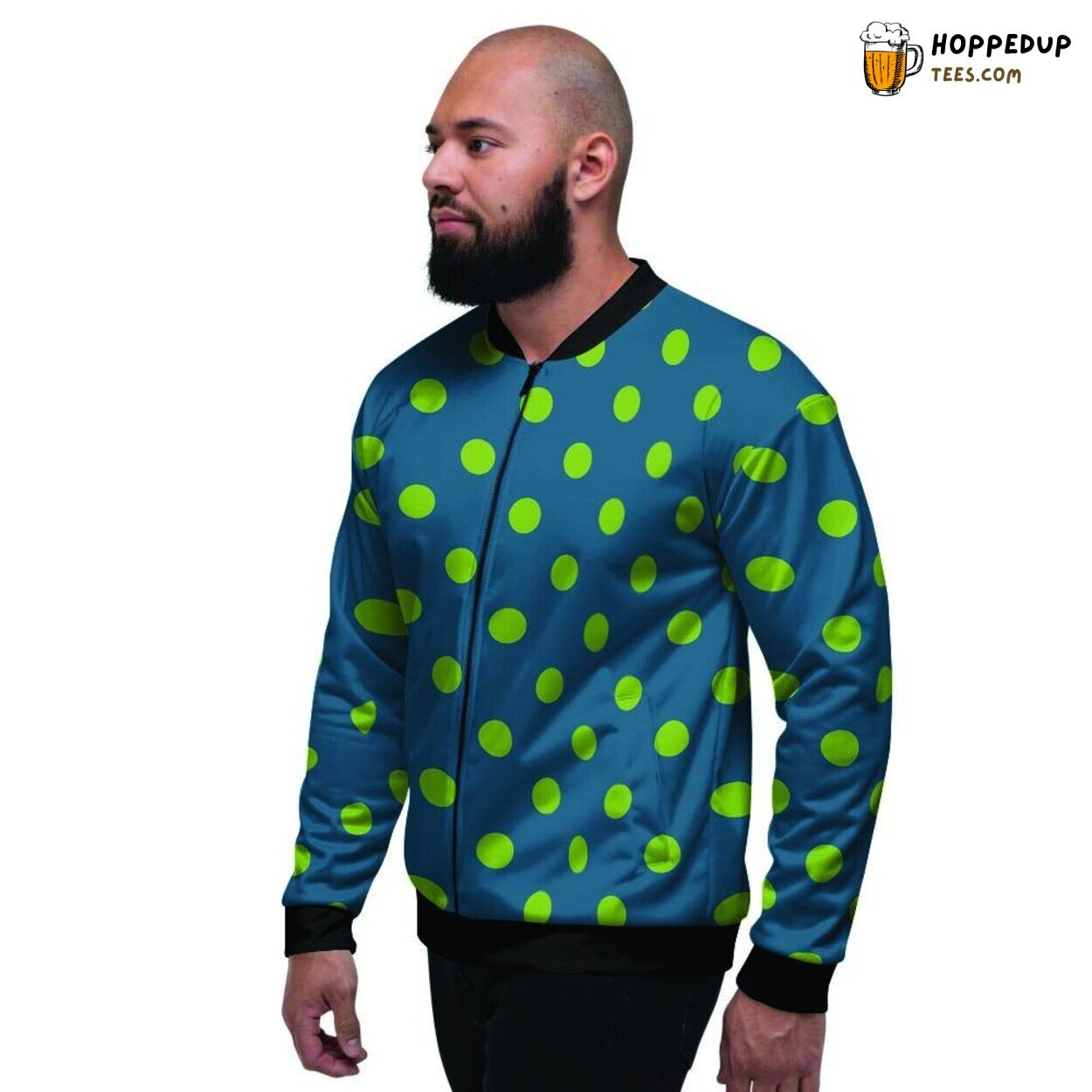Emerald Green Classic Polka Dot Display Men’s Bomber Jacket Timeless Fashion