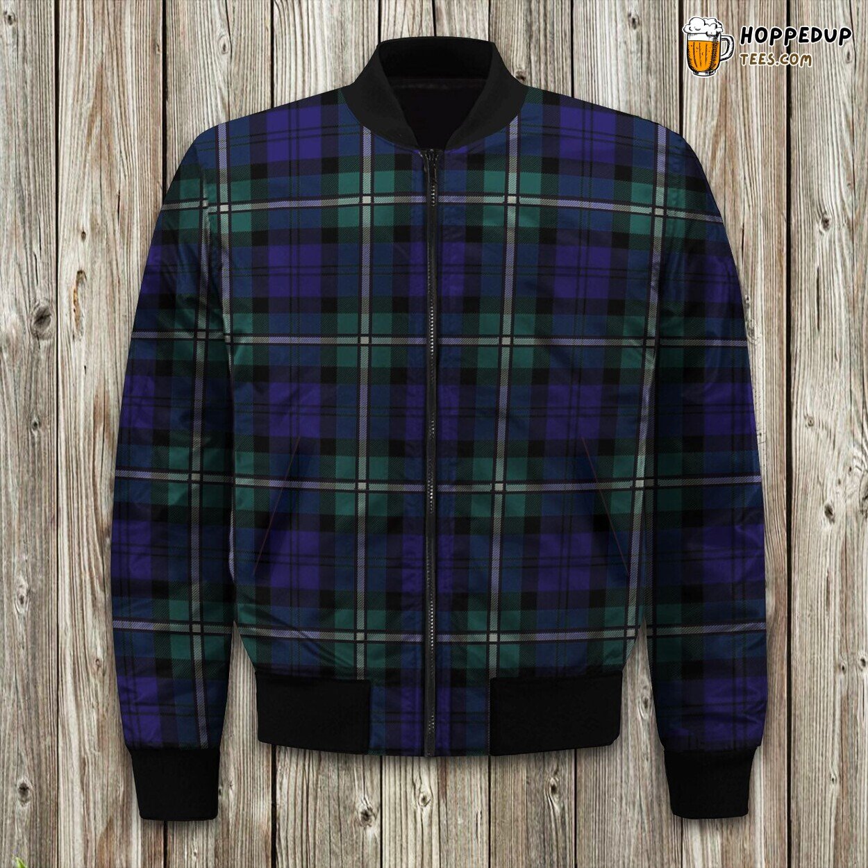 Emerald Plaid Design Bomber Jacket Winter Warmth Elegance Style