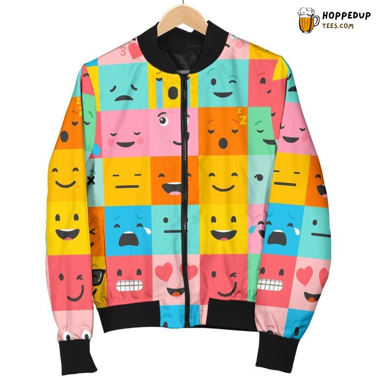 Emoji’s Expressive Tribute Men’s Bomber Jacket Unique Design Pattern Display
