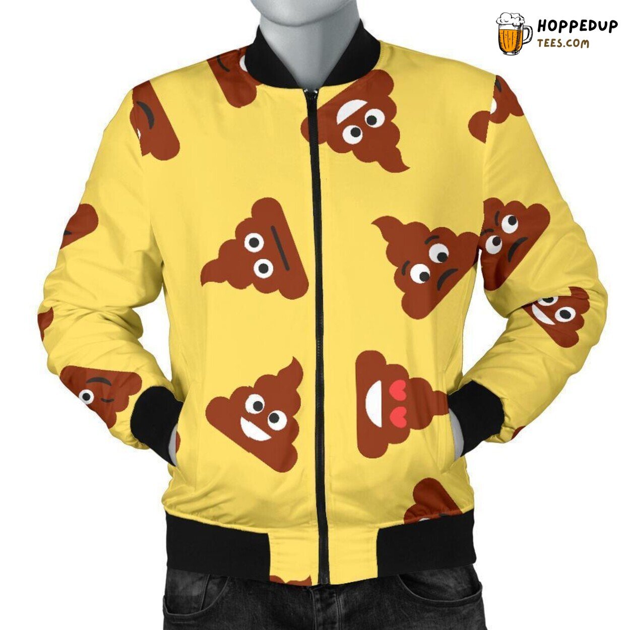 Emoji’s Poop Humor Men’s Bomber Jacket Unique Essence Pattern Design Display