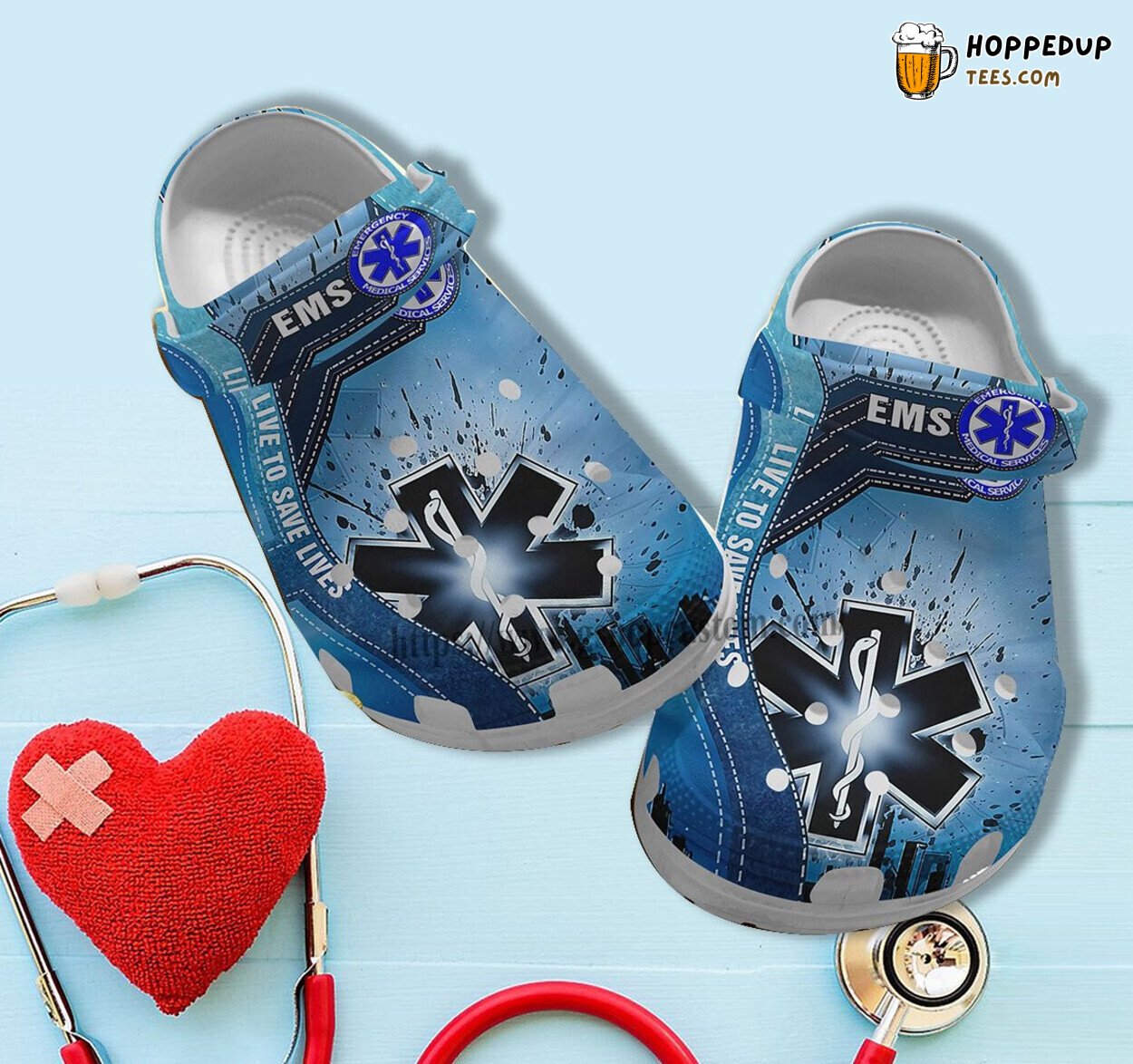 Ems Live Save Lives Blue Croc Shoes Birthday Gift Unique