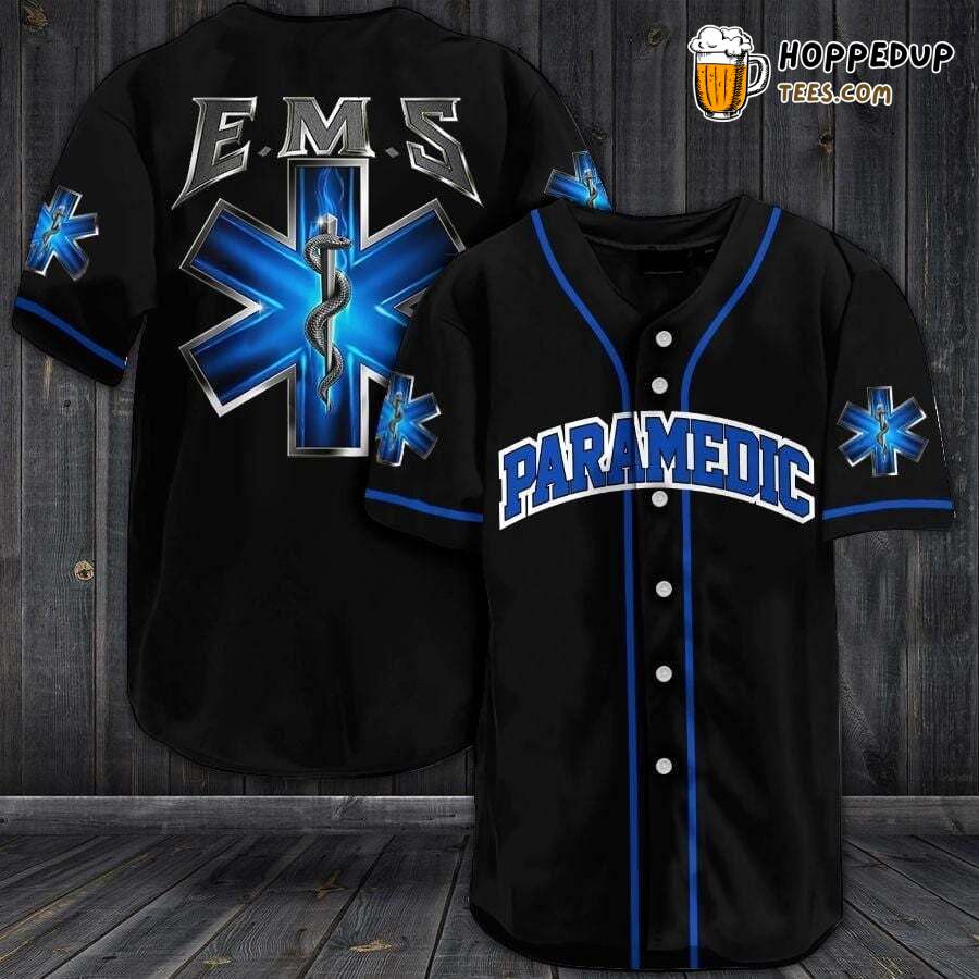 EMS Paramedic Themed Unique Baseball Jersey Distinctive Design Style