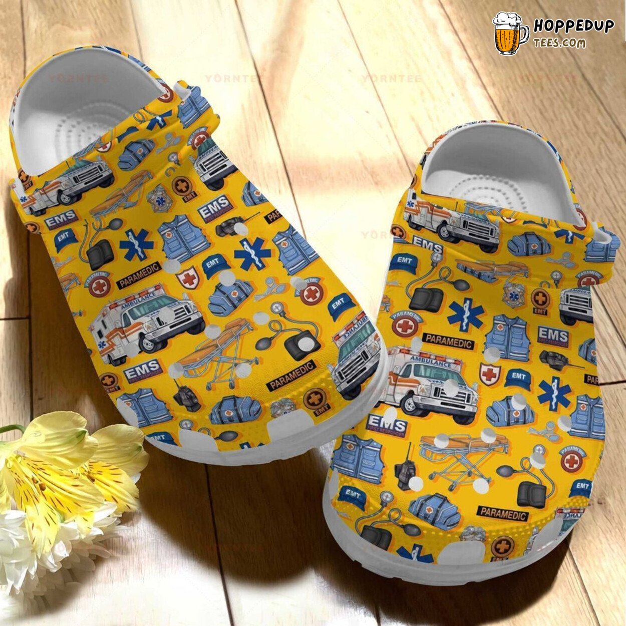 EMS Theme Rubber Clogs Emergency Services Tribute Comfortable Footwear