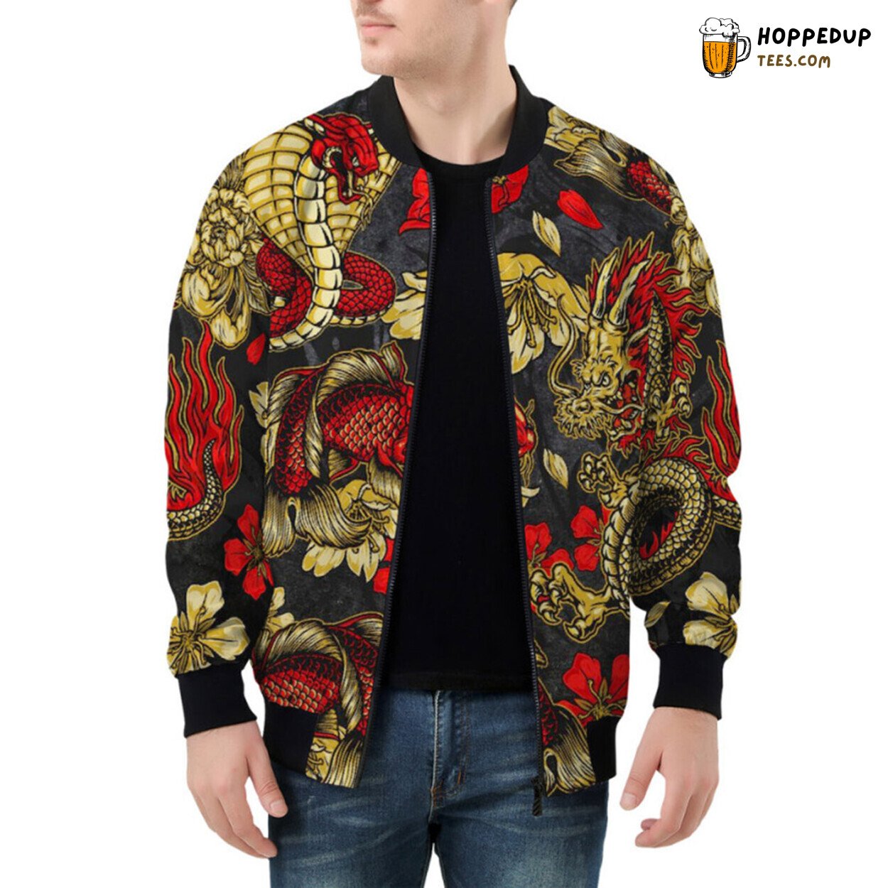 Enchanting Imagery from Vintage Japanese Fantasy Realms Bomber Jacket