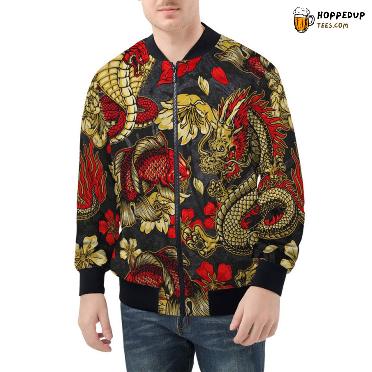 Enchanting Imagery from Vintage Japanese Fantasy Realms Bomber Jacket